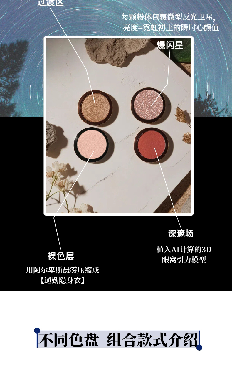 【YUCHEN羽宸】星河四色眼影盘|防汗修容颜值光盘淡妆初学者必备女生必备化妆不晕染