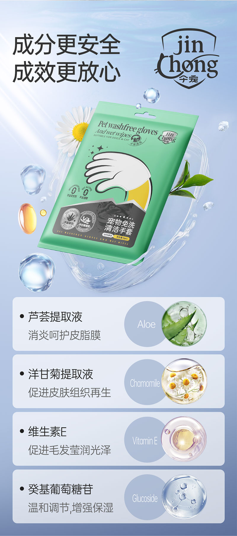 【JINCHONG今宠】宠物免洗清洁手套  6片/袋