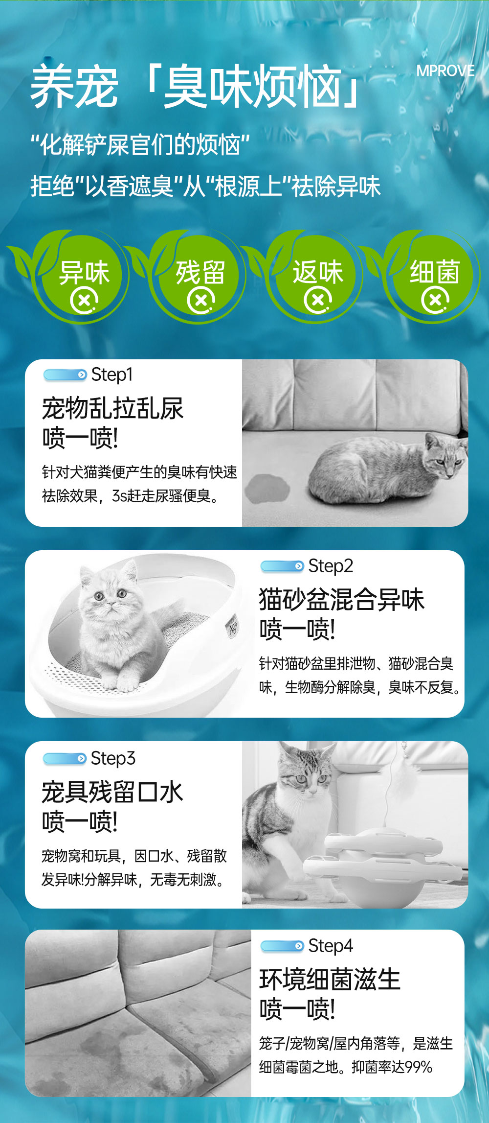 【JINCHONG今宠】犬猫用生物酶除臭喷雾  500毫升/瓶