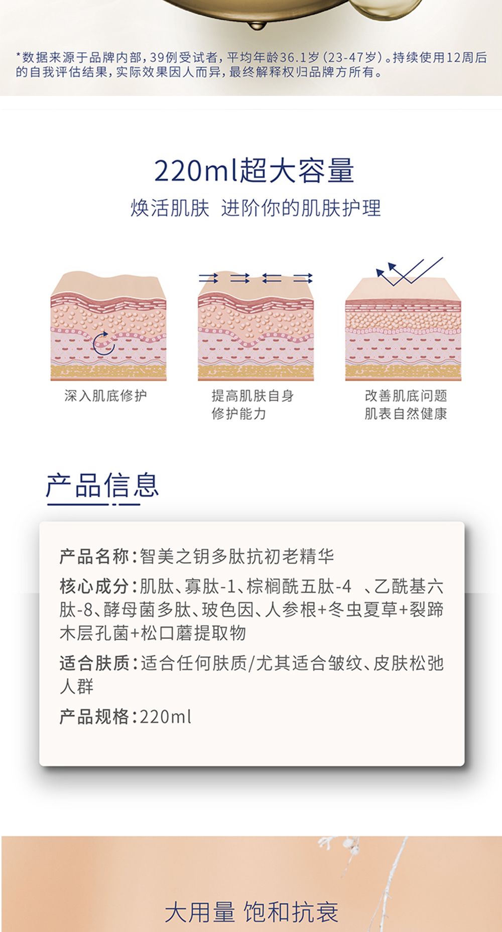 【智美之钥】多肽紧致精华液 220ml/瓶 （精华水+精华乳组合）