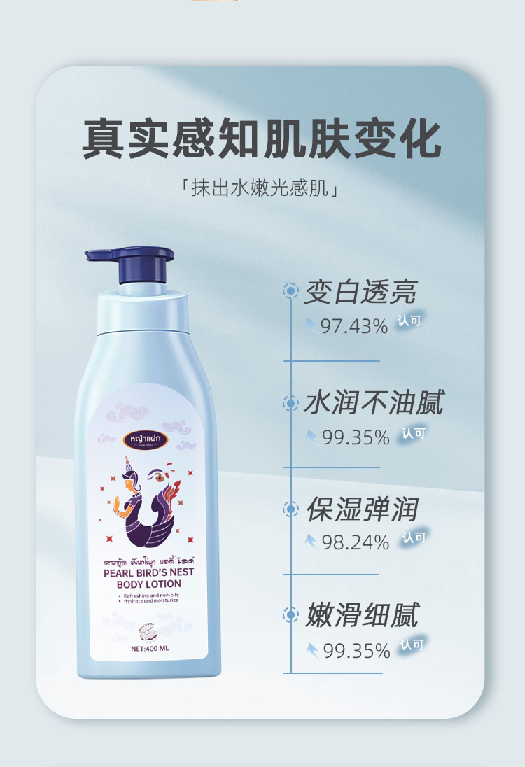 限时福利【泰国原装进口】KAVAGOOD 珍珠燕窝身体乳 400ml/瓶（拍一单发两瓶）