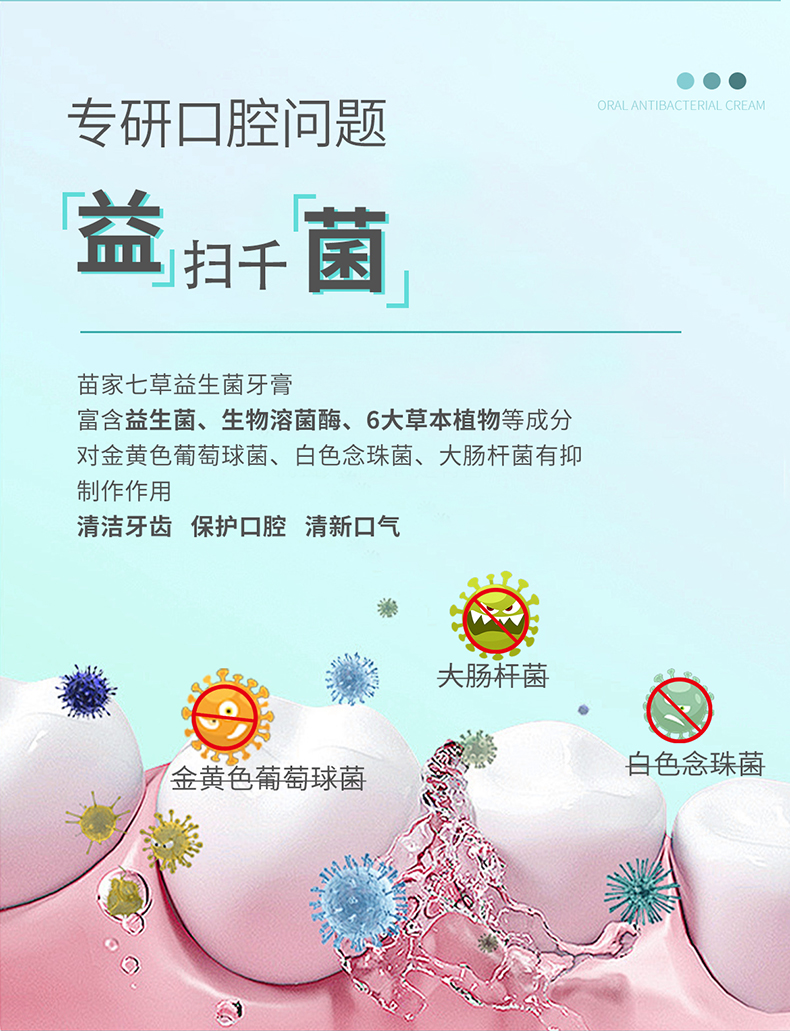 【苗家七草】益生菌口腔抑菌膏 120g/支 120支/件 货号GM115