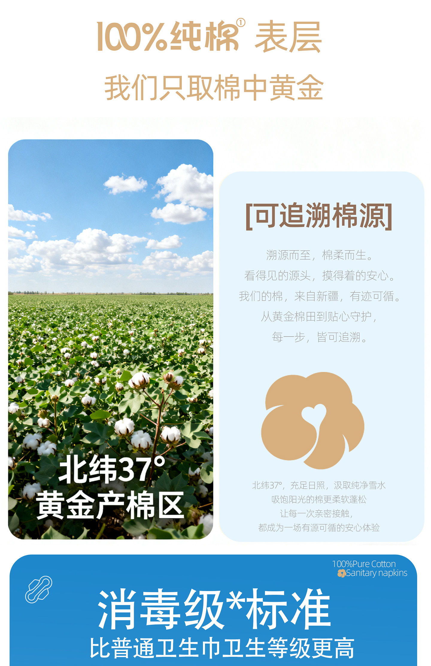 【棉本爱】消字号纯棉卫生巾系列组合 规格:M002M003M004M005