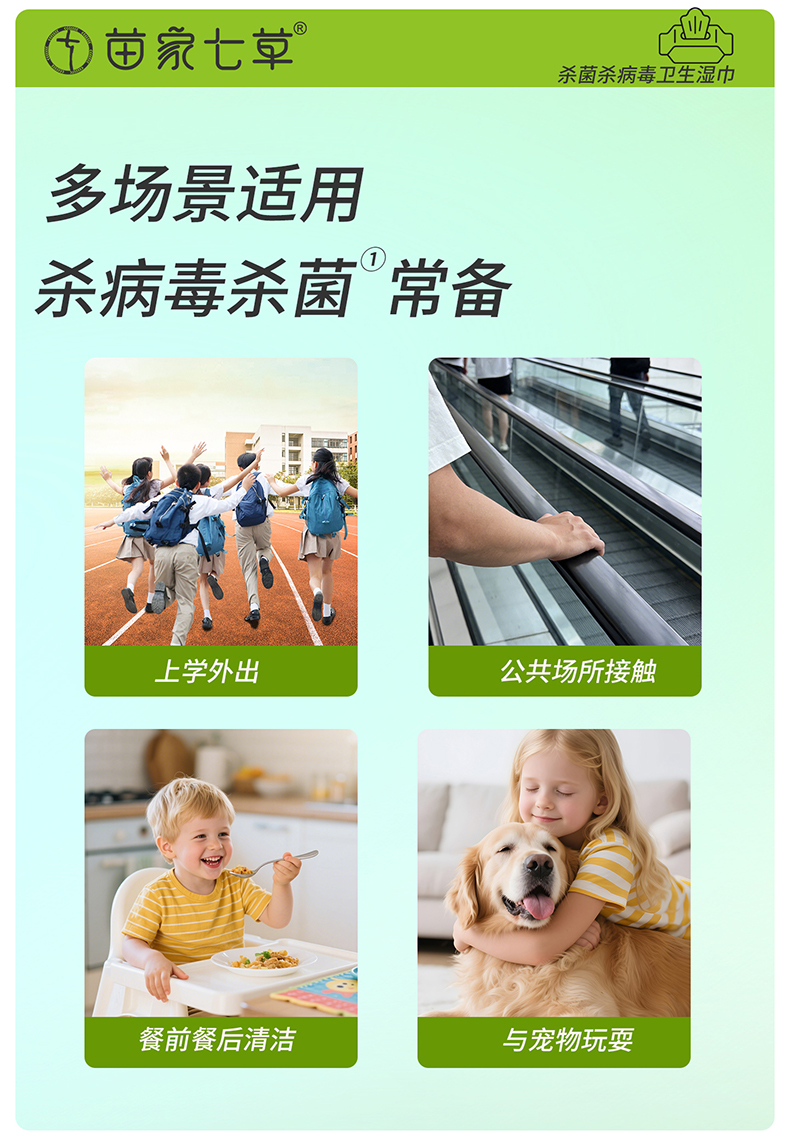 【苗家七草】消字号卫生湿巾(手病毒)1片/包*30包/盒 货号GM174