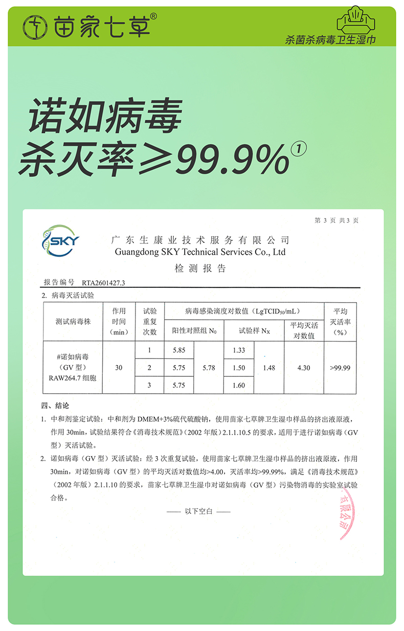 【苗家七草】消字号家居消杀卫生湿巾 80片/包 30包/箱 货号GM149